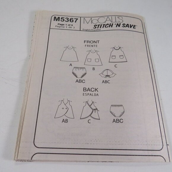 McCalls 5367 Easy Toddler Sm-XLG Sun hat, Dress, Panties - Picture 3 of 9